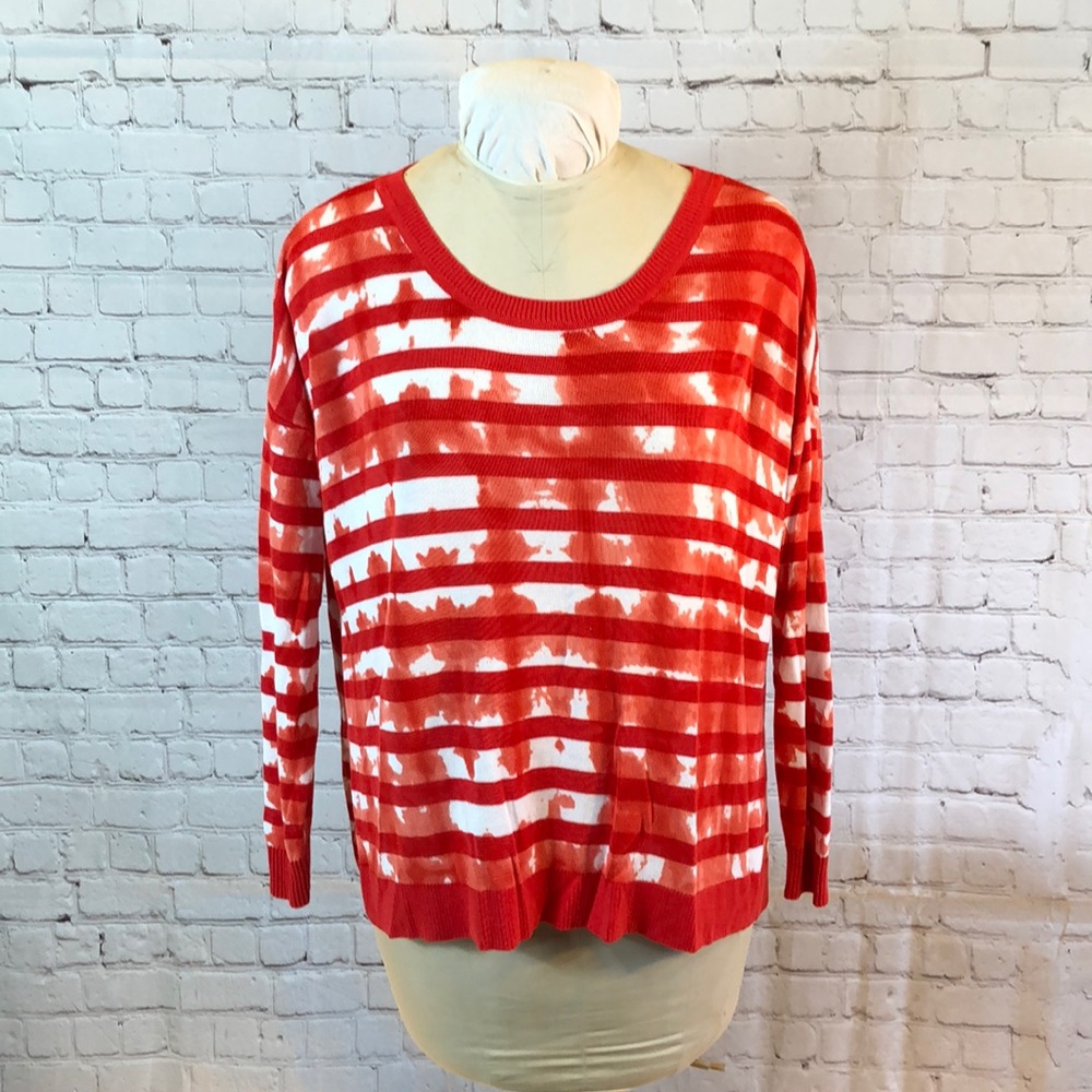 Lane Bryant Red Scoop Neck Sweater Side Slits 14/16